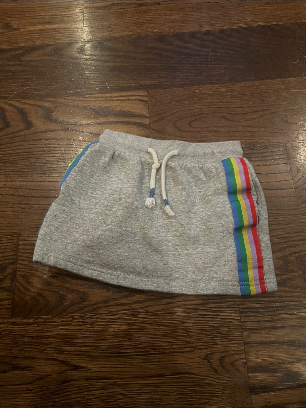 Girls' Gray Knit skirt Rainbow Side Stripes